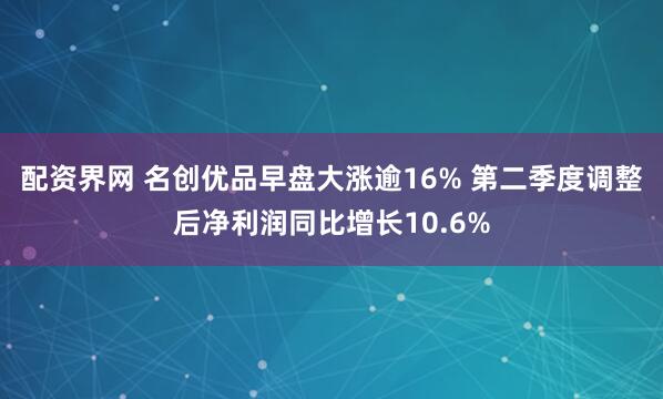 配资界网 名创优品早盘大涨逾16% 第二季度调整后净利润同比增长10.6%